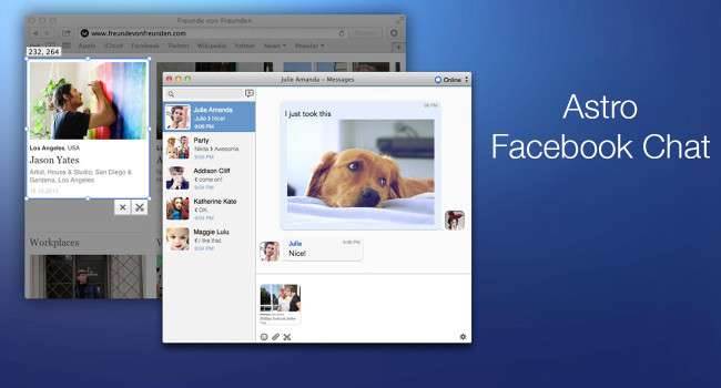 Facebook Chat na Mac OS X gry-i-aplikacje Mac OS X, Mac App Store, Mac, Facebook chat, Facebook, Chat, Astro, Aplikacja   Chat2 650x350
