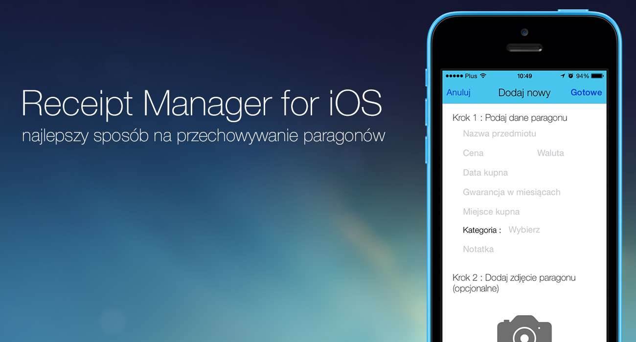 Receipt Manager for iOS + 10 kodów do aplikacji gry-i-aplikacje Receipt Manager for iOS, paragony, Paragon, iPhone, iCloud, AppStore, App Store  Aplikacja Receipt Manager for iOS to najlepszy sposób na przechowywanie paragonów w elektronicznej formie. Paragon 1300x700