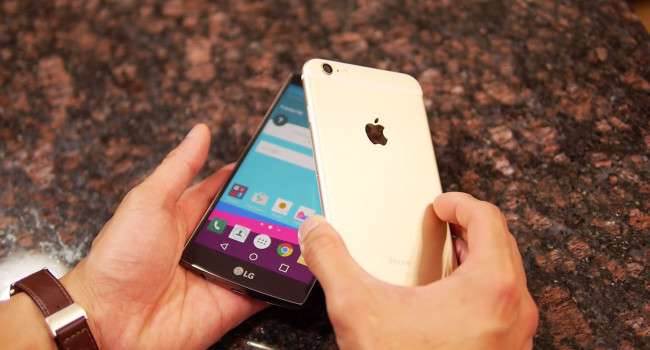 LG G4 i iPhone 6 Plus - porównanie na filmie polecane, ciekawostki Youtube, Wideo, specyfikacja LG G4, Samsung, porównanie iPhone 6 Plus z LG G4, porównanie, LG G4, iPhone czy LG, iPhone 6 Plus, iPhone, G4, Film, Apple, Android  Kilka tygodni temu umieszczałem na stronie porównanie Samsunga Galaxy S6 edge z iPhone 6 Plus. Dziś przyszedł czas na kolejny film. Tym razem będziemy porównywać LG G4 z iPhone 6 Plus. LGG4 650x350