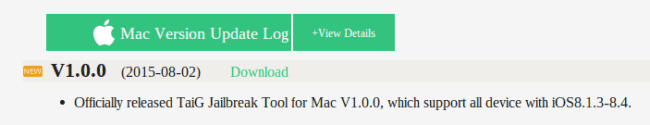 TaiG 1.0.0 dostępny dla Mac polecane, cydia-i-jailbreak taig na Mac, TaiG, Mac, jailbreak ios 8.4  Założę się, że wielu czytelników, zainteresowanych Jailbreak posiada komputery z OS X, do tej pory nie było narzędzia TaiG dla tego systemu operacyjnego, ale to się zmieniło. Dziś na Twitterze pojawiła się informacja o wydaniu TaiG w wersji 1.0.o dla systemu operacyjnego OS X.  Screenshot 2015 08 02 at 11.14.38 650x125