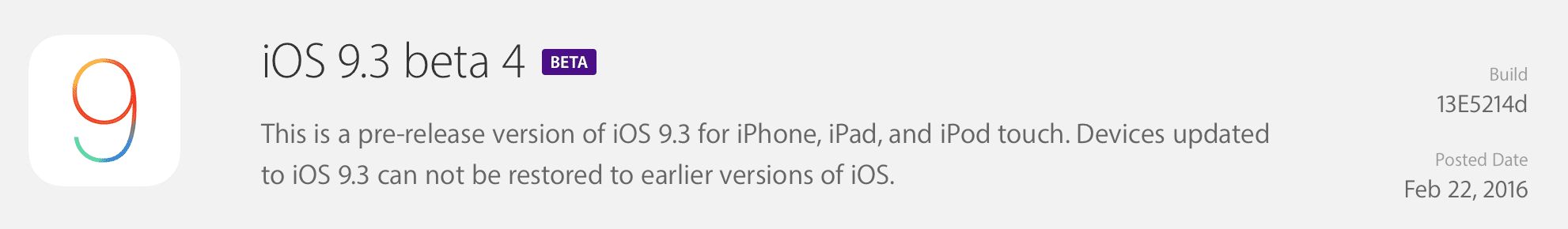 iOS 9.3 beta 4 - lista zmian polecane, ciekawostki zmiany, Update, OTA, lista zmian, jak zainstalować iOS 9.3 beta 4, jak działa iOS 9.3 beta 4, iPhone, iOS 9.3 beta 4, co nowego w iOS 9.3 beta 4, co nowego, Apple, Aktualizacja  Dwa tygodnie po udostępnieniu przez Apple iOS 9.3 beta 3 dosłownie przed chwilą gigant z Cupertino udostępnił deweloperom czwartą już betę iOS 9.3. Co zostało zmienione? Zrzut ekranu 2016 02 22 o 19.26.27