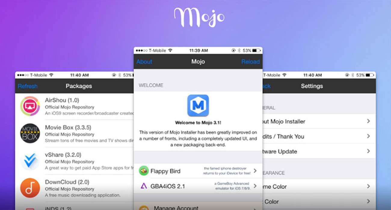 Mojo, czyli ?Cydia? dla iUrządzeń bez Jailbreak - jak zainstalować? poradniki, polecane, ciekawostki Youtube, Wideo, program mojo, Mojo na iPhone, Mojo na iPad, Mojo, jak zainstalować Mojo, jak instalować aplikacje przez mojo, Apple  Na pewno wielu z Was cały czas czeka na Jailbreak iOS 9.3 i iOS 9.3.1. Niestety nie wiemy kiedy będzie możliwa instalacja Cydii na najnowszym iOS, więc dlatego mamy dla Was ciekawą alternatywę o nazwie Mojo.
 Mojo 1