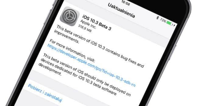 iOS 10.3 beta 3 - lista zmian polecane, ciekawostki zmiany, Update, OTA, lista zmian w iOS 10.3 beta 3, lista zmian, iOS 10.3 beta 3, co nowego w iOS 10.3 beta 3, co nowego, Apple, Aktualizacja  Dwa tygodnie po udostępnieniu iOS 10.3 beta 2, właśnie Apple udostępniło deweloperom trzecią betę najnowszego iOS. Poniżej tradycyjnie znajdziecie naszą listę zmian. iOS103 650x350