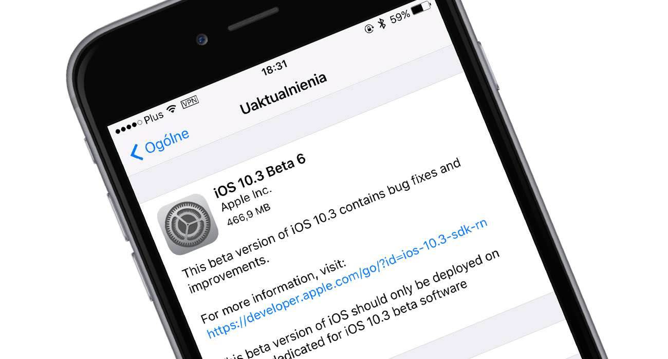 iOS 10.3 beta 6 dostępna polecane, ciekawostki zmiany, Update, OTA, lista zmian w iOS 10.3 beta 5, lista zmian, iOS 10.3 beta 6, co nowego w iOS 10.3 beta 6, co nowego, Apple, Aktualizacja  Niecały tydzień po udostępnieniu iOS 10.3 beta 5, właśnie Apple udostępniło deweloperom szóstą betę najnowszego iOS. Poniżej tradycyjnie znajdziecie naszą listę zmian. iOS103b6