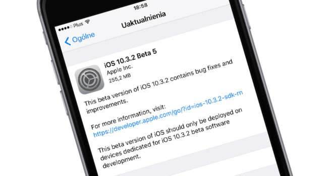 iOS 10.3.2 beta 5 dostępna polecane, ciekawostki zmiany, Update, OTA, lista zmian w iOS 10.3.2 beta 5, iOS 10.3.2 beta 5, co nowego w iOS 10.3.2 beta 5, co nowego, Apple, Aktualizacja  Zaledwie trzy dni po udostępnieniu iOS 10.3.2 beta 4, właśnie Apple udostępniło deweloperom piątą betę najnowszego iOS. Poniżej tradycyjnie znajdziecie naszą listę zmian. 1 9 650x350