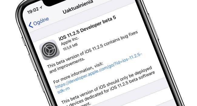 Zwykła i publiczna piąta beta iOS 11.2.5 dostępna do pobrania polecane, ciekawostki zmiany, Update, OTA, lista zmian, iOS 11.2.5 beta 5, co nowgeo w iOS 11.2.5 beta 5, Apple, Aktualizacja  Dość niespodziewanie i zaledwie trzy dni po wypuszczeniu iOS 11.2.5 beta 4 właśnie Apple udostępniło deweloperom piątą betę iOS 11.2.5. iOS1125b5 650x350