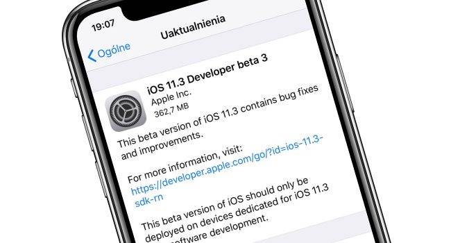 iOS 11.3 beta 3 dostępna polecane, ciekawostki zmiany, Update, OTA, lista zmian w iOS 11.3 beta 3, iOS 11.3 beta 3, co nowego w iOS 11.3 beta 3, co nowego, Apple, Aktualizacja  No i wszystko idzie zgodnie z naszym planem. Wczoraj finalna wersja iOS 11.2.6, a dziś do deweloperów trafiła właśnie trzecia już beta iOS 11.3. iOS113b3 650x350