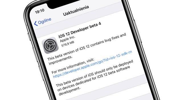 iOS 12 beta 4 - lista zmian polecane, ciekawostki zmiany, Update, OTA, lista zmian, iOS 12 beta 4 dostępna, co nowego w iOS 12 beta 4, co nowego, Apple, Aktualizacja  No i jest. Dobra wiadomość dla wszystkich osób czekających na kolejną testową wersję iOS 12. Właśnie Apple udostępniło deweloperom czwartą już betę najnowszego iOS. iOS12b4 650x350