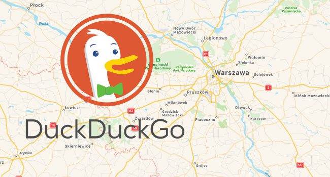 DuckDuckGo - pierwsza wyszukiwarka korzystająca z Apple Maps ciekawostki wyszukiwarka DuckDuckGo, DuckDuckGo, apple maps  Firma DuckDuckGo ogłosiła, że ??ich wyszukiwarka, o tej samej nazwie od teraz używa Map Apple do wyświetlania wyników wyszukiwania na mapie. DuckDuck 1 650x350