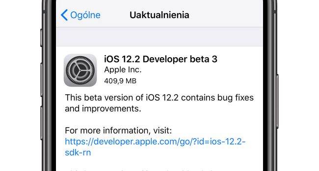 iOS 12.2 beta 3 dostępna polecane, ciekawostki zmiany, Update, OTA, lista zmian, co nowego, Apple, Aktualizacja  Czekacie na iOS 12.2 beta 3? Jeśli tak to mamy świetne wiadomości. Właśnie Apple udostępniło deweloperom trzecią betę iOS 12.2. iOS122b3 650x350