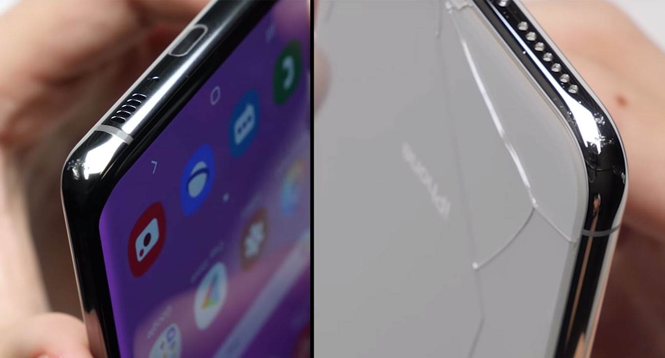 iPhone XS Max pokonuje Samsunga Galaxy S10+ w drop teście - zobacz wideo ciekawostki   Użytkownik PhoneBuff przetestował sprawdzić, który z dwóch topowych smartfonów - iPhone'a XS Max i Samsung Galaxy S10+ jest bardziej wytrzymały. galaxyS10droptest