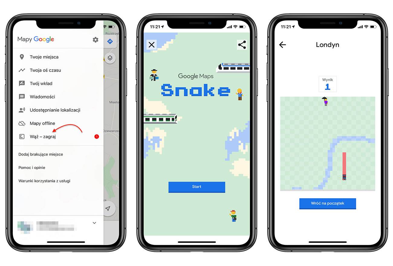 Zagraj w węża w Google Maps! ciekawostki Wąż, iPhone, iOS, gra wąż, Gra, Google Maps  To nie żart. Od rana Mapy Google na iOS po kliknięciu na specjalnej ikonie zamieniają się w grę węża. Sprawdź to koniecznie! waz 1