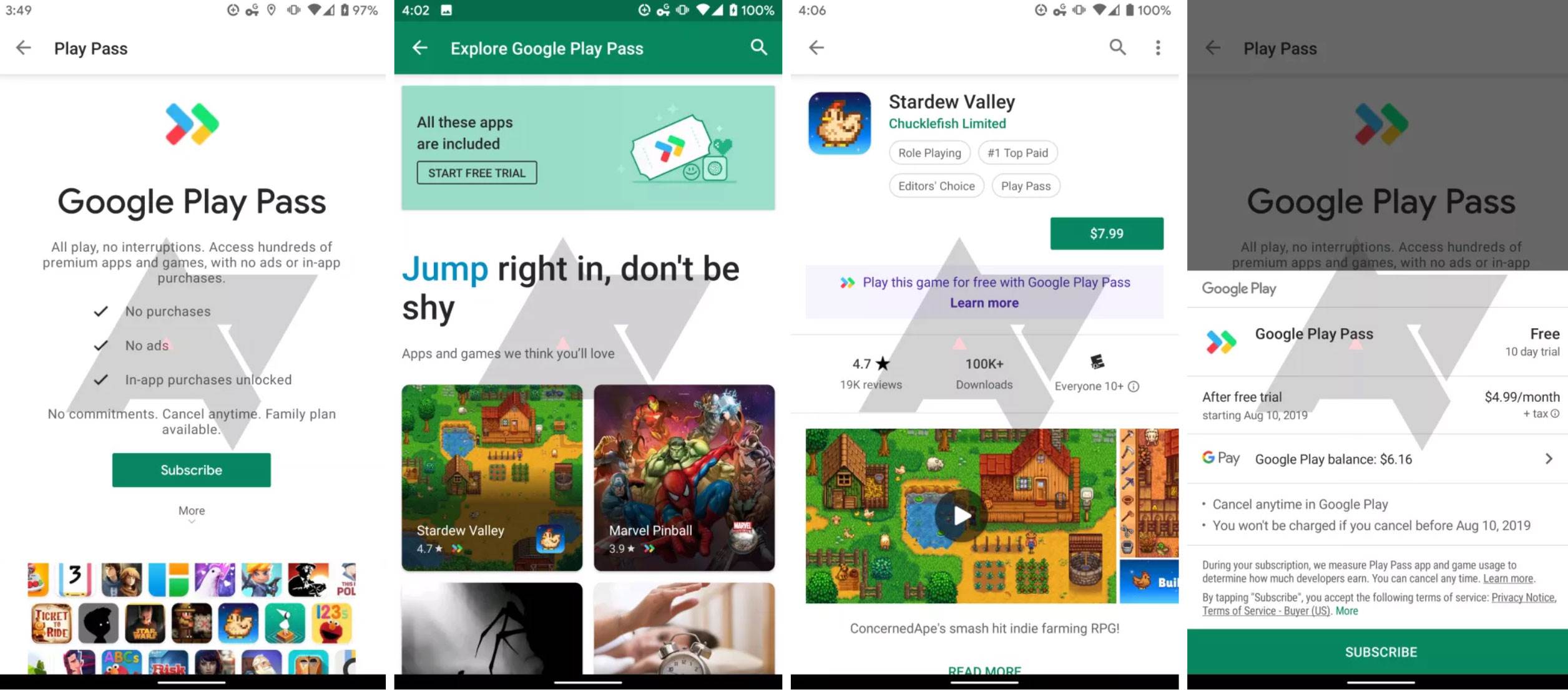 Google rozpoczęło testy Play Pass, czyli usługi subskrypcji płatnych aplikacji i gier ciekawostki Google Play Pass, Google, co no test Play Pass  Google rozpoczęło testy usługi Play Pass, czyli subskrypcji płatnych aplikacji i gier. Jest to usługa bardzo podobna od usługi Arcade od Apple. google 2