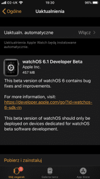watchOS 6.1 beta 1 dostępna dla deweloperów ciekawostki zmiany, watchOS 6, Aktualizacja  watchOS 6 został oficjalnie wydany w zeszłym tygodniu, ale to nie koniec rozwijania systemu operacyjnego dla urządzeń naręcznych Apple. Pojawiła się właśnie pierwsza edycja testowa oznaczona jako 6.1. watchOS 197x350