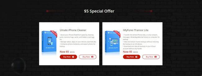 Czarny Piątek w iMyFone. Pełne licencje na programy Umate iPhone Cleaner i iMyFone iTransor Lite za jedyne 5$ polecane, ciekawostki iMyfone, czarny piątek  Promocji ciąg dalszy. Dziś przyszedł czas na super ofertę od iMyFone. Poniżej znajdziecie linki i opisy produktów, które do 5 grudnia można kupić aż o 75% taniej! Nie przegapcie tej okazji! iMyfone 1 650x247