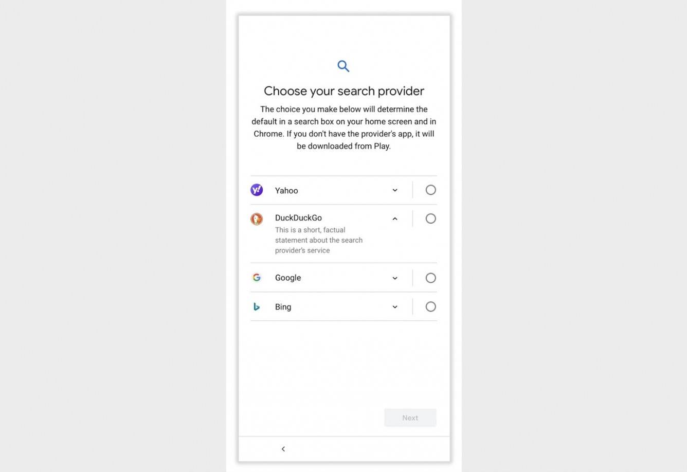 Google nie będzie już domyślną wyszukiwarką na urządzeniach z Androidem w Europie polecane, ciekawostki wyszukiwarka Google, Android, 2020  Wszystkie nowe urządzenia z Androidem zakupione w Europy od 1 marca 2020 roku będą oferować użytkownikom wybór wyszukiwarki po pierwszym włączeniu gadżetu. google1