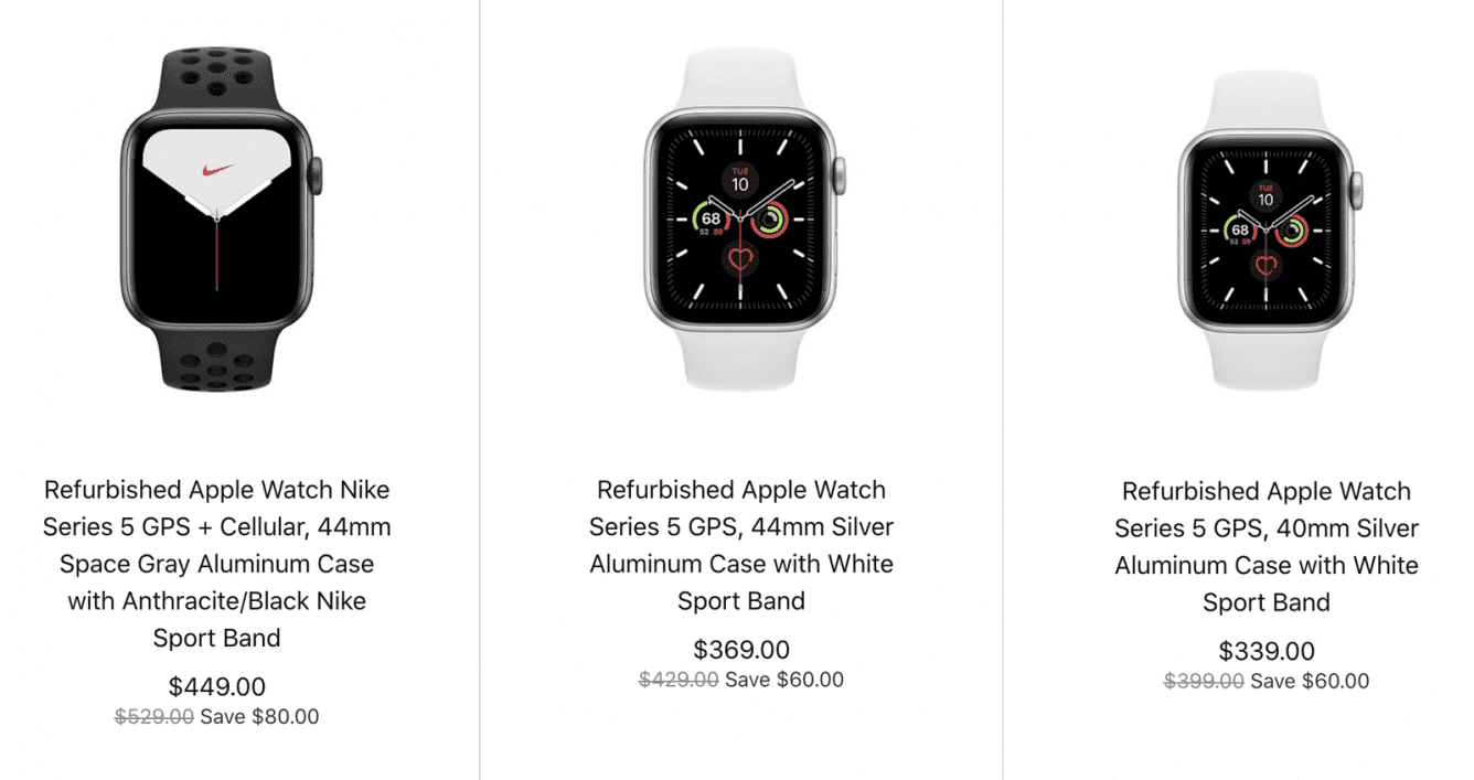 Apple rozpoczęło sprzedaż odnowionego zegarka Apple Watch Series 5 polecane, ciekawostki USA, odnowiony Apple Watch Series 5, Apple Watch Series 5, Apple  Firma Apple rozpoczęła sprzedaż oficjalnie odnowionego zegarka Apple Watch Series 5 w swoim sklepie internetowym w USA. apple watch series 5 refurbished 1