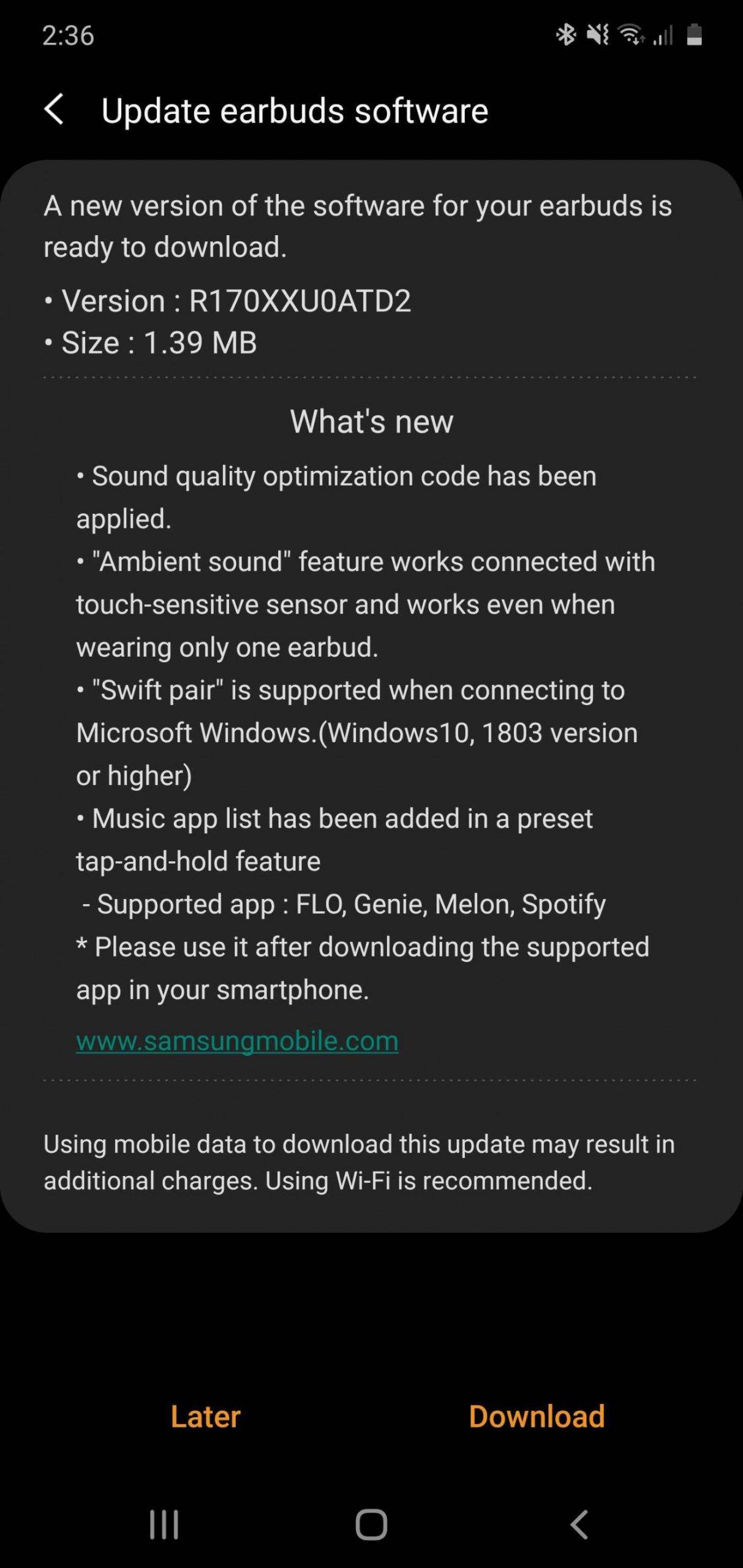 Samsung wydał nowe oprogramowanie dla słuchawek Galaxy Buds polecane, ciekawostki Update, słuchawki, Samsung, R170XXU0ATD, Galaxy Buds  Samsung wydał aktualizację oprogramowania bezprzewodowych słuchawek Galaxy Buds. Nowa wersja oprogramowania posiada kilka nowych funkcji. galaxy buds update buds plus features scaled