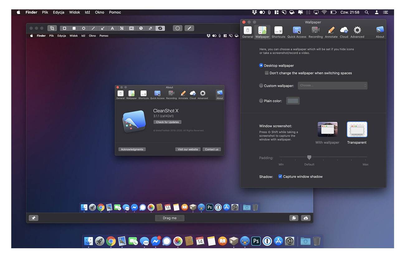 CleanShot X - zrzuty i nagrania ekranu na wyższym poziomie recenzje, polecane, ciekawostki Wideo, Recenzja, program do zrzutów ekranu, download, CleanShot X, Apple  macOS, a zwłaszcza dawny Mac OS X, zawsze kojarzył mi się ze stawianiem wyglądu programu przynajmniej na równi z jego funkcjonalnością. clean 1