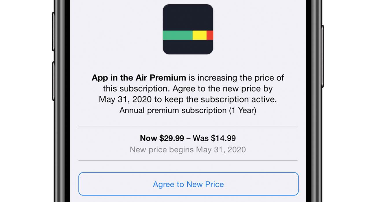 iOS zaczyna ostrzegać użytkowników o wzroście cen w subskrypcjach odnawialnych polecane, ciekawostki subskrypcja, podwyżka ceny, iOS  Firma Apple zaczęła ostrzegać użytkowników o wzroście cen subskrypcji odnawialnej. Nowa funkcja ostrzegania na iOS / iPadOS została po raz pierwszy zauważona przez Federico Viticci, który opublikował również zrzuty ekranu na Twitterze. sub