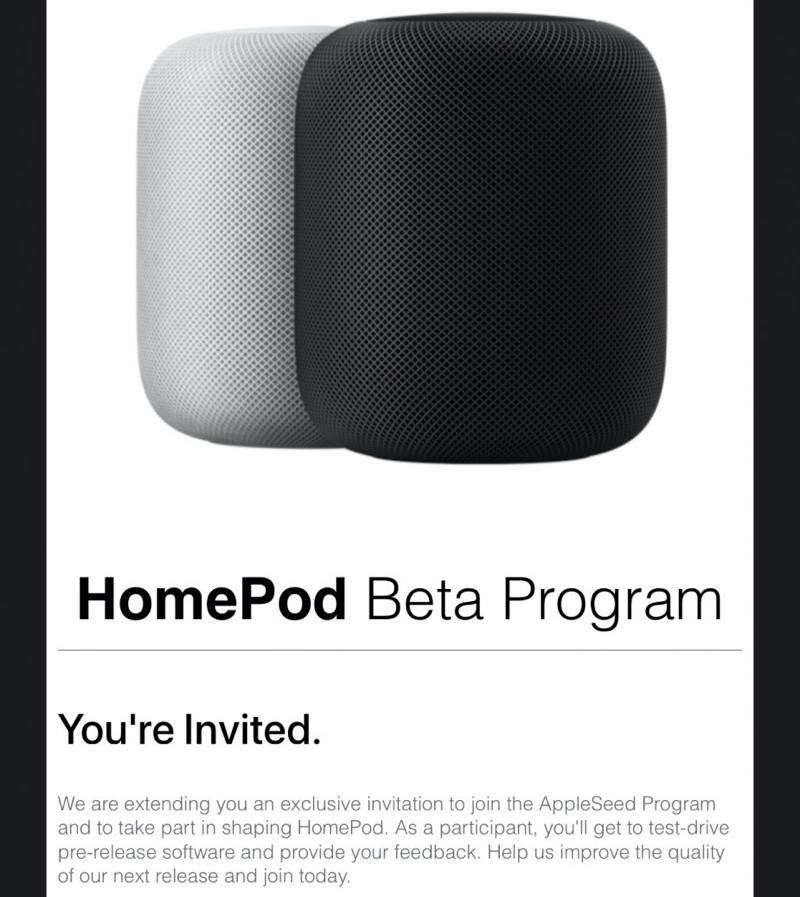 Apple zaprasza niektórych użytkowników do testowania nowego oprogramowania dla HomePod polecane, ciekawostki testy oprogramownia, HomePod  Zgodnie z postem na forum MacRumors, Apple zaprasza niektórych członków AppleSeed do testowania nowego oprogramowania dla HomePod. homepodbetaprogram