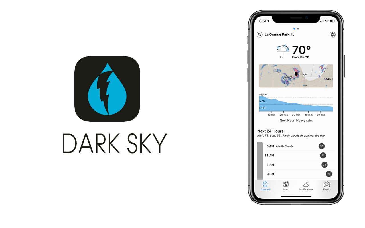 Apka pogodowa Dark Sky nie jest już dostępna na Androida i Wear OS ciekawostki Dark Sky, Android  W marcu 2020 roku Apple nabyło aplikację pogodową Dark Sky i ogłosiło, że wsparcie dla urządzeń z Androidem zakończy się 1 lipca 2020 roku. Później twórcy zdecydowali się przedłużyć wsparcie o jeden miesiąc.
 Dark Sky Weather App for iOS