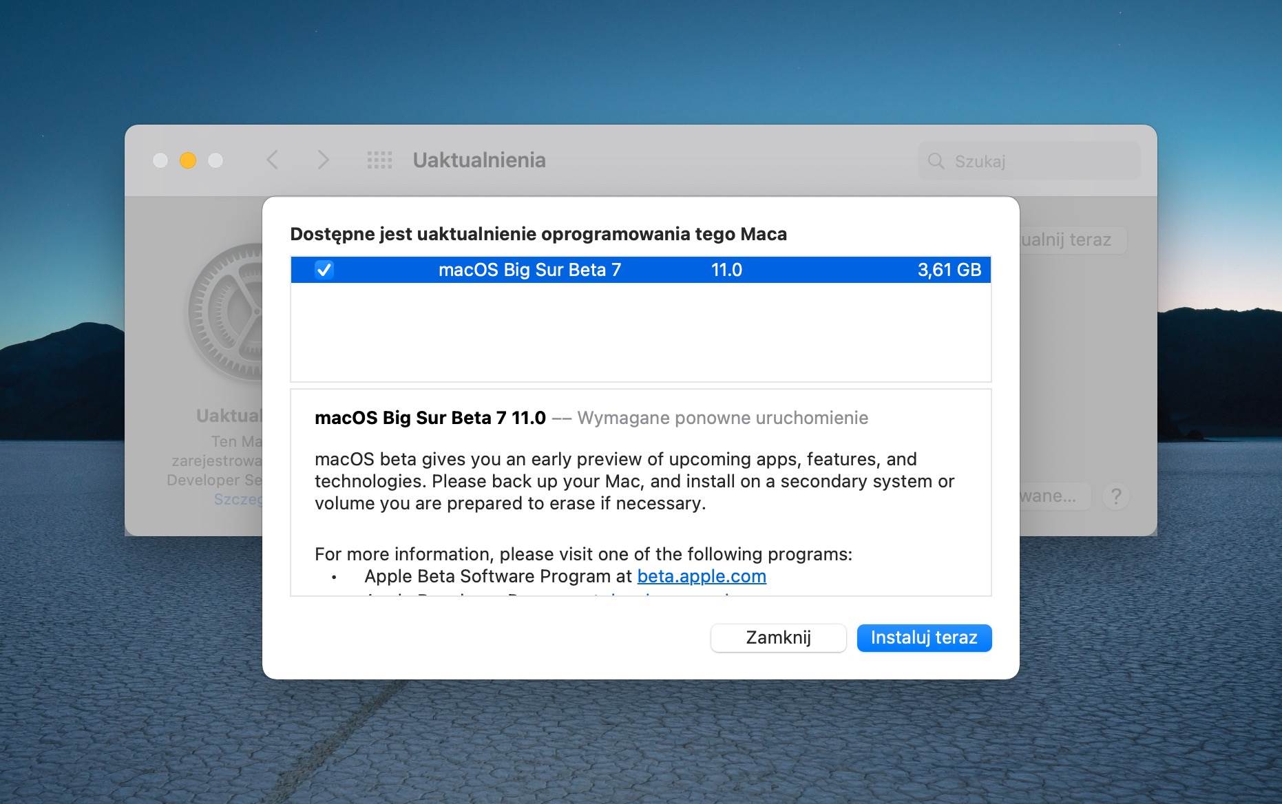 Apple wydało siódmą betę macOS Big Sur polecane, ciekawostki macOS Big Sur beta, lista nowosci, co nowego  Dosłownie kilka minut temu Apple udostępniło deweloperom siódmą już wersję beta systemu macOS 11 Big Sur. 1@2x 53