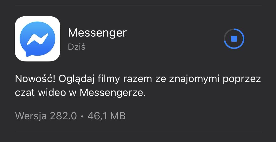 ?Oglądaj razem? - nowość w Messenger, która umożliwia wspólne oglądanie filmów podczas rozmowy wideo polecane, ciekawostki ogladanie filmow na messneger, oglądaj razem, ogladaj razem, Messenger  W najnowszej aktualizacji Messengera, która pojawiła się w App Store w dniu wczorajszym pojawiła się nowość o nazwie ?Oglądaj razem?. Co to takiego? IMG 1658