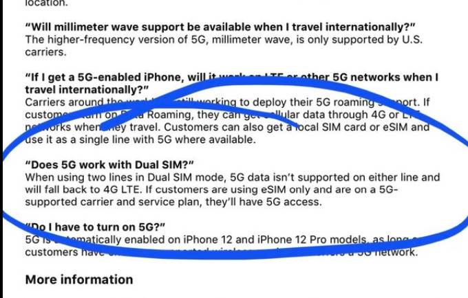 iPhone 12 korzystający z dwóch kart SIM nie będzie działać z siecią 5G. Przynajmniej na początku sprzedaży polecane, ciekawostki sieć 5G, Reddit, iPhone 12 Pro, iPhone 12, 5G  Użytkownik Reddit ctthrow1 znalazł dokument w wewnętrznej witrynie detalicznej Apple z którego wynika, że iPhone 12 nie będzie działał w sieciach 5G, gdy korzystamy z dwóch kart SIM w tym samym czasie. 5G iphone