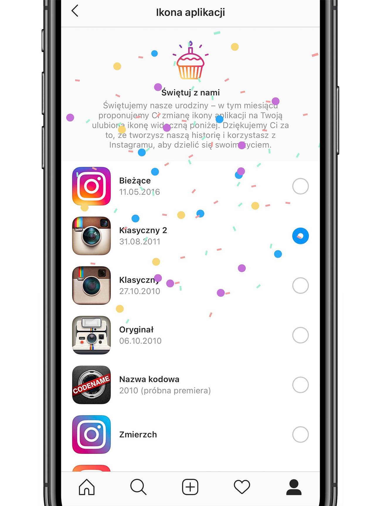 Instagram wprowadza możliwość zmiany ikony aplikacji na iOS ciekawostki   Instagram świętuje swoje urodziny i z tej okazji wprowadza opcję, która ucieszy wielu z Was. Jest to możliwość zmiany ikony aplikacji. ikona instagram