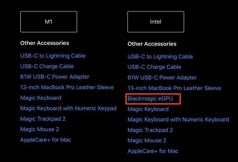 Oficjalnie: Nowe komputery Mac z czipem M1 nie obsługują eGPU polecane, ciekawostki macbook z M1 nie obsługuje eGPU, M1, eGPU  Firma Apple oficjalnie potwierdziła, że ??nowe MacBook Air, MacBook Pro i Mac mini wyposażone w chip M1 nie obsługują zewnętrznych kart graficznych eGPU. m1 no egpu support