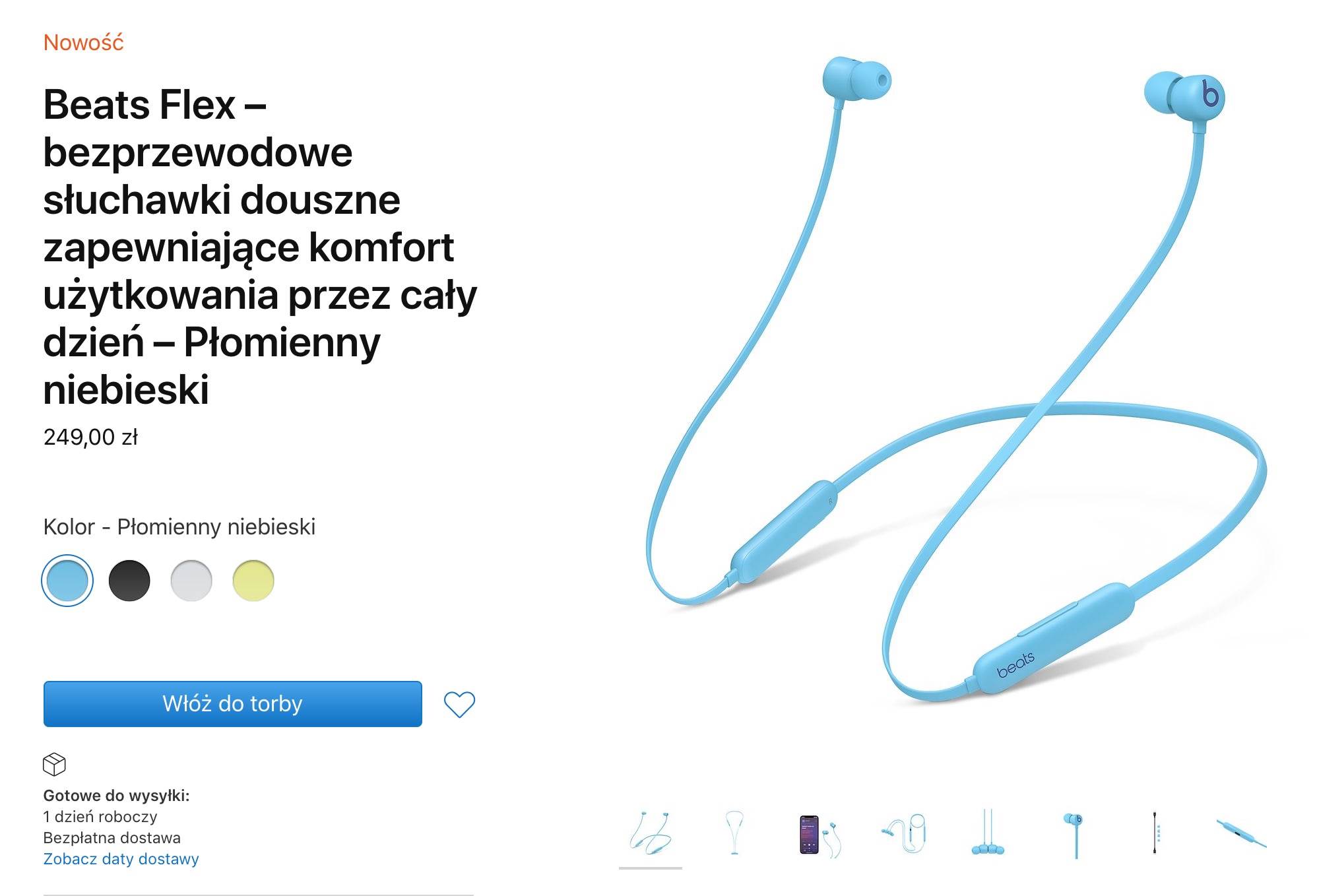Apple rozpoczyna sprzedaż słuchawek Beats Flex w dwóch nowych kolorach polecane, ciekawostki Beats Flex, Apple  Bezprzewodowe słuchawki Beats Flex, ogłoszone w październiku 2020 roku, są teraz dostępne w dwóch nowych kolorach. 1@2x 5