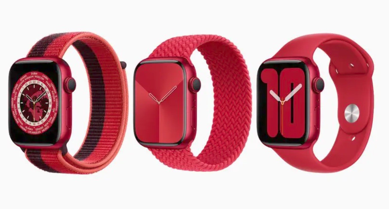 Firma Apple wypuściła sześć tarcz (PRODUCT) RED dla Apple Watch ciekawostki tarcze do Apple Watch (PRODUCT) RED, tarcze do Apple Watch, Product Red  W ciągu 15 lat, odkąd Apple zaczął wspierać walkę z AIDS, jego klienci zebrali prawie 270 milionów dolarów, kupując urządzenia PRODUCT (RED). productres 1