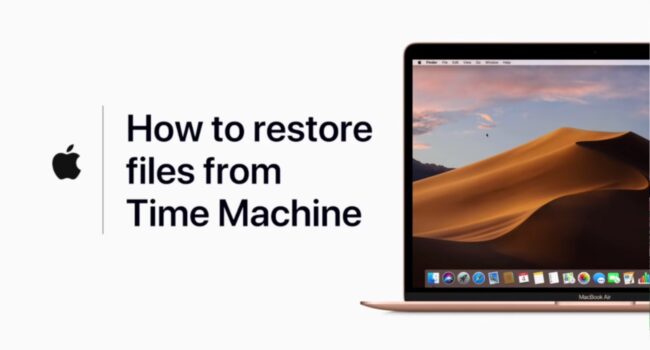 Jak przywrócić pliki z kopii zapasowej Time Machine poradniki, ciekawostki Time Machine, macos, jak odzyskac plik  Na kanale YouTube firmy Apple pojawił się nowy samouczek pokazujący co należy zrobić, aby przywrócić pliki z kopii zapasowej Time Machine. TimeMachine1 650x350