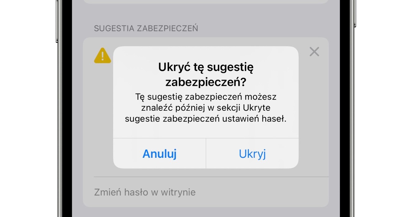 iOS 15.4 pozwala ukryć irytujące ostrzeżenia w pęku kluczy iCloud ciekawostki   iOS 15.4 wprowadza kolejną nowość w iCloud Keychain. Mowa o podpowiedzi do hasła. Jak się okazuje najnowsza wersja systemu pozwala pozwala wyłączyć to ostrzeżenie. haslo