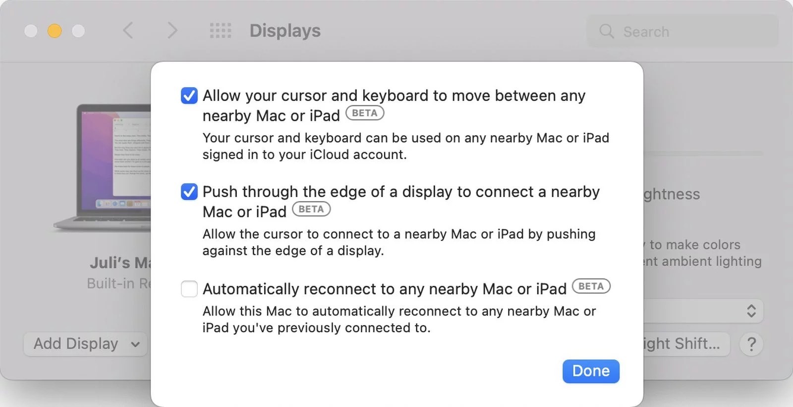 macOS Monterey 12.3 beta 3 wprowadza kilka nowych funkcji dla Universal Control ciekawostki Universal Control, Apple  W trzeciej wersji beta macOS Monterey 12.3, udostępnionej deweloperom wczoraj wieczorem, Apple wprowadziło kilka nowych funkcji dla Universal Control, mających uprościć dostęp do różnych ustawień. universal 2