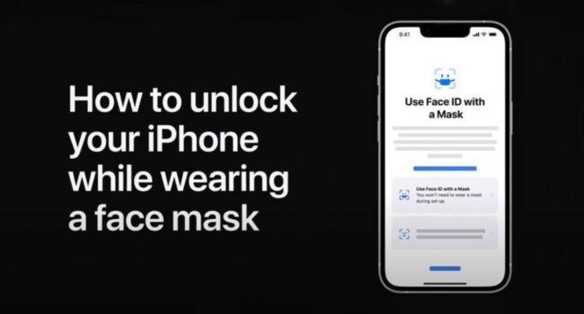 Jak skonfigurować Face ID dla twarzy z maseczką - poradnik Apple poradniki, ciekawostki Jak skonfigurować Face ID dla twarzy z maseczką, iOS 15.4  Na kanale YouTube firmy Apple pojawił się nowy krótki wideo poradnik, który pokazuje jak poprawie skonfigurować Face ID dla twarzy z maseczką. faceid 650x350