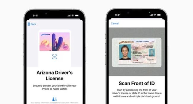 Prawo jazdy i dowód osobisty w Wallet dostępne dla mieszkańców Arizony ciekawostki prawo jazdy w iPhone, cyfrowe dokumenty w iPhone  Firma Apple ogłosiła, że Arizona jest pierwszym stanem w USA (i w ogóle), który obsługuje prawa jazdy i cyfrowe dowody tożsamości w aplikacji Wallet na iPhone i Apple Watch. prawojazdy 650x350