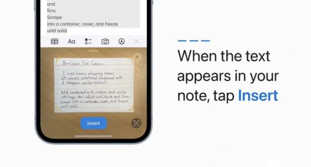 iOS 15.4 dodaje skrót do skanowania tekstu w aplikacji Notatki ciekawostki skrót do skanowania tekstu, notatki, iOS 15.4  Skanowanie tekstu to jedna z najciekawszych funkcji wprowadzonych ostatnio przez firmę Apple. Funkcja ta została teraz zaimplementowana w aplikacji Notatki, z nowym dedykowanym skrótem. skanowanie 1300x700