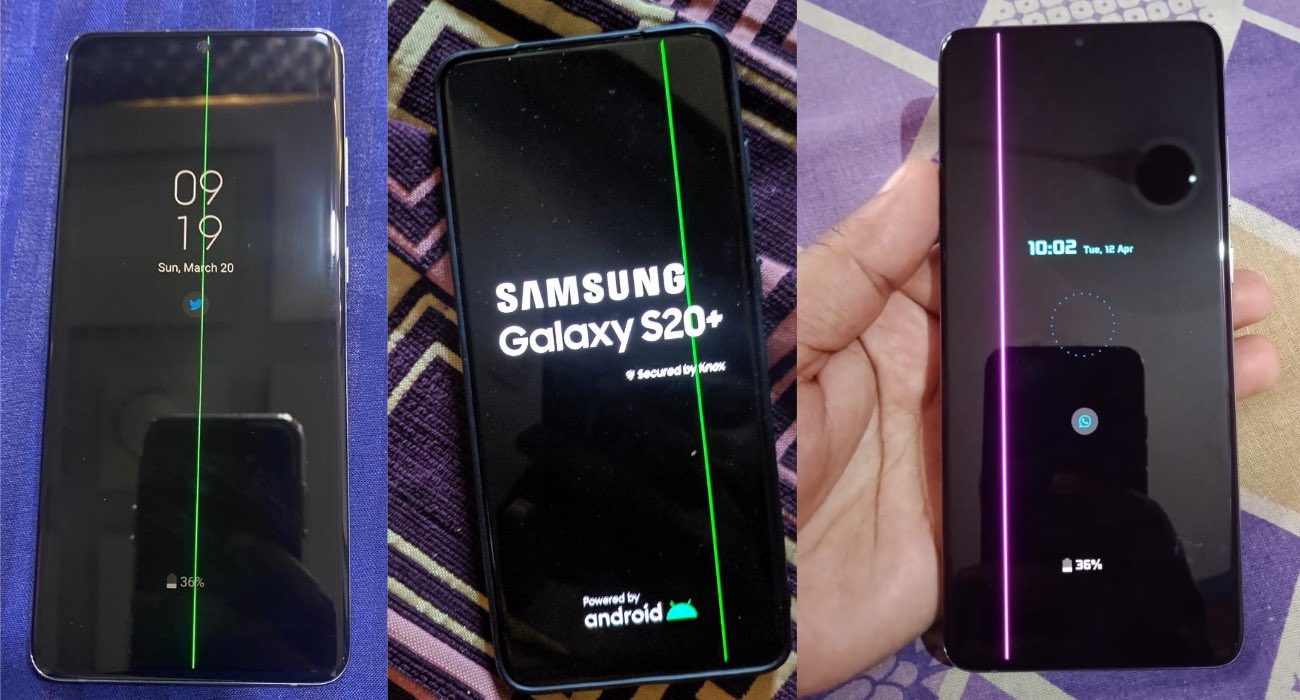 Zielone paski na ekranie Samsunga Galaxy S20 ciekawostki zielony pasek na ekranie galaxy s20, rozowy pasek na ekranie galaxy s20, Galaxy S20  Niektórzy posiadacze flagowych smartfonów Samsung Galaxy S20 narzekają na pojawianie się różowych lub zielonych pasków na wyświetlaczach swoich gadżetów. galaxy20 paski