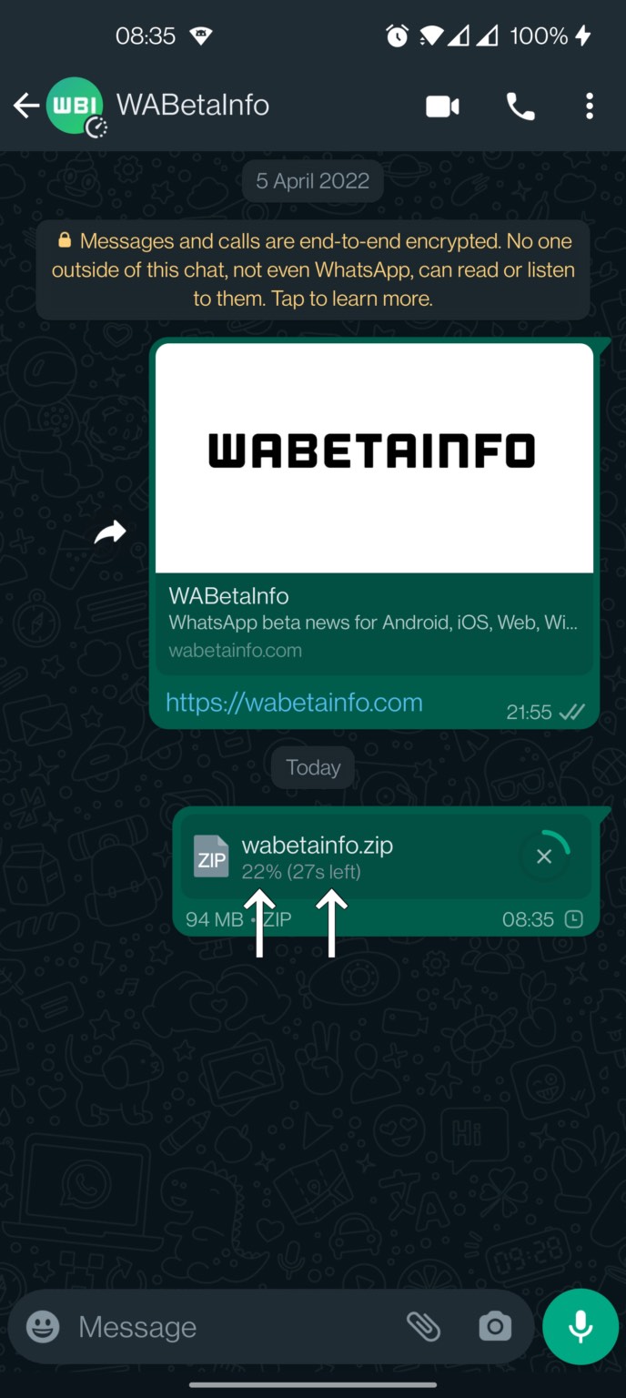 W WhatsApp na iOS pojawi się pasek postępu podczas przesyłania plików ciekawostki WhatsApp Web, whatsapp pobierz, whatsapp online, WhatsApp Messenger, whatsapp download, whatsapp co to, WhatsApp  Jakiś czas temu informowaliśmy, że WhatsApp rozpoczął testy możliwości wysyłania plików o rozmiarze do 2 GB. Wygląda na to, że teraz testuje kolejną funkcję, a mianowicie możliwość obserwowania postępu przesyłania plików w aplikacji WhatsApp. whatsap pasek 1