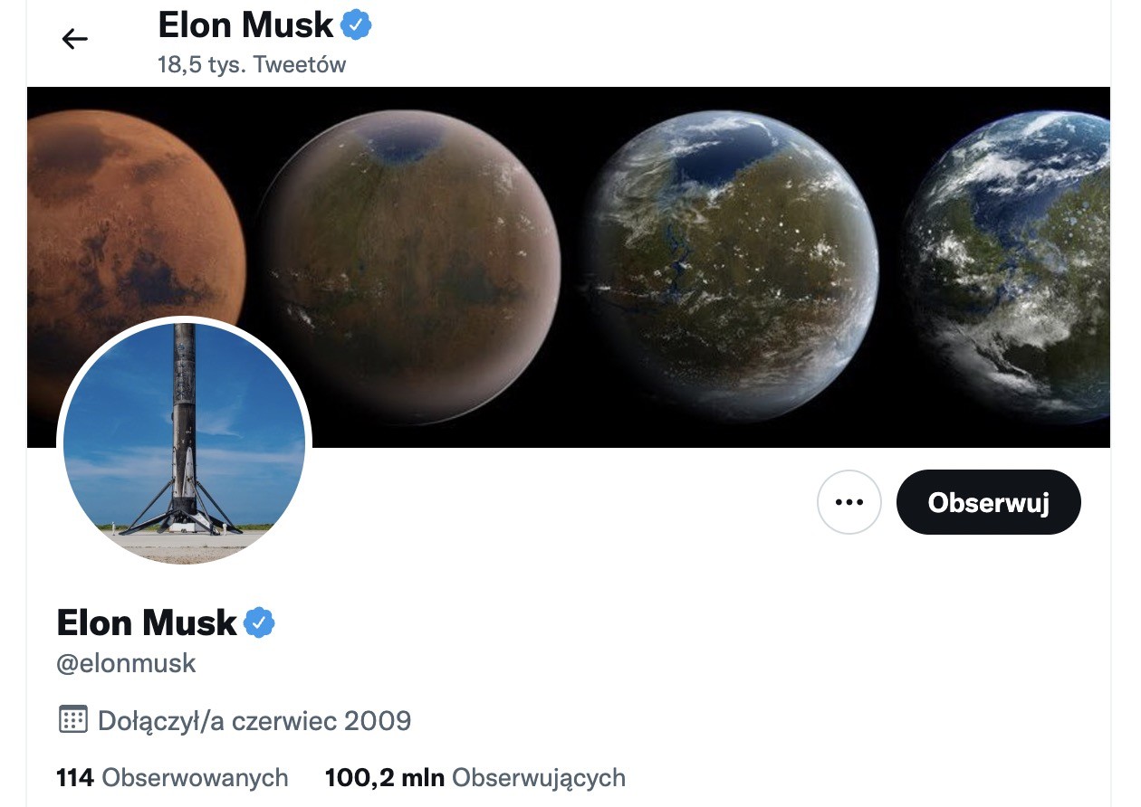 Elon Musk ma już 100 milionów obserwujących na Twitterze ciekawostki Twitter, Elon Musk na twitter, Elon Musk  Pomimo tego, że Elon Musk od tygodnia nic nie publikował na Twitterze, jego konto w tej sieci społecznościowej z dnia na dzień staje się coraz bardziej popularne. musk 1