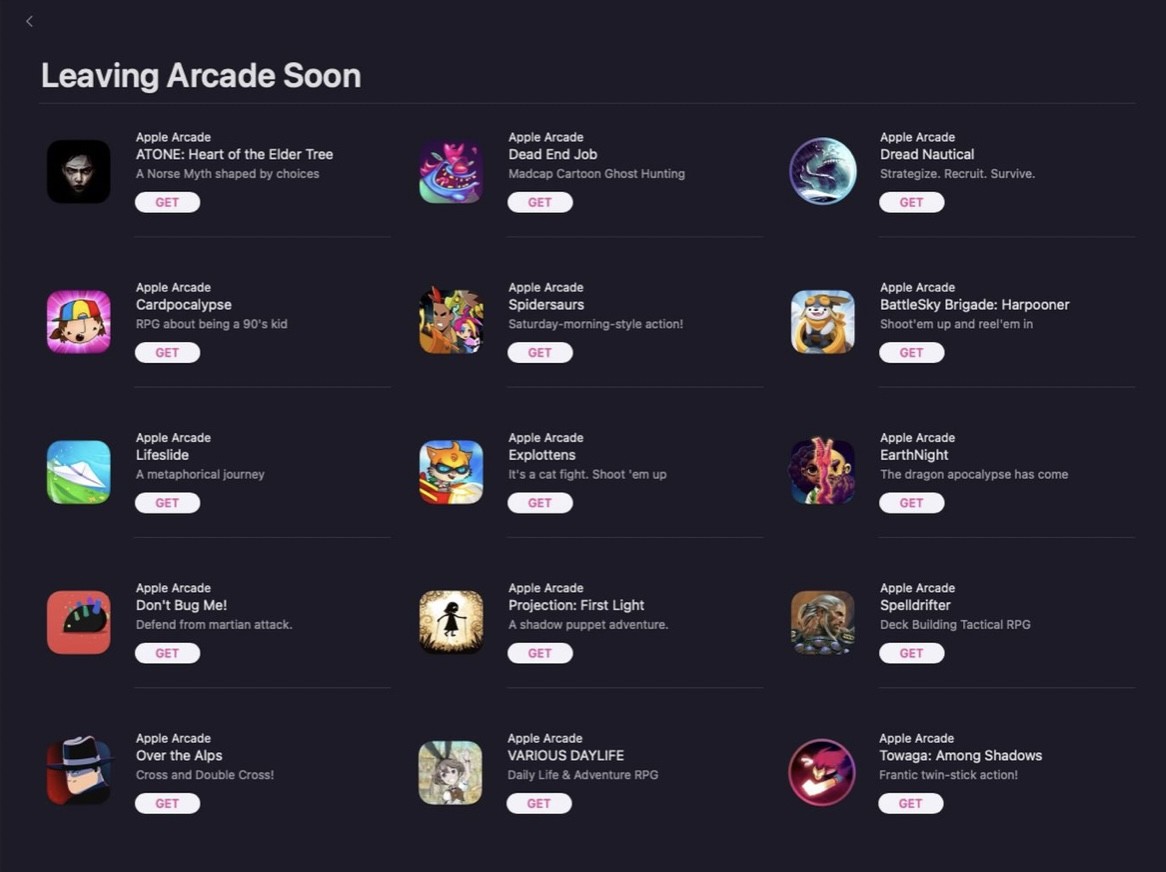 Oto 15 gier, które niebawem opuszczą Apple Arcade ciekawostki apple arcade  Apple Arcade straci w najbliższym czasie aż 15 gier, co potwierdziło Apple w odpowiedniej sekcji w App Store. Co to za gry? Oto pełna i oficjalna lista. apple arcade leaving
