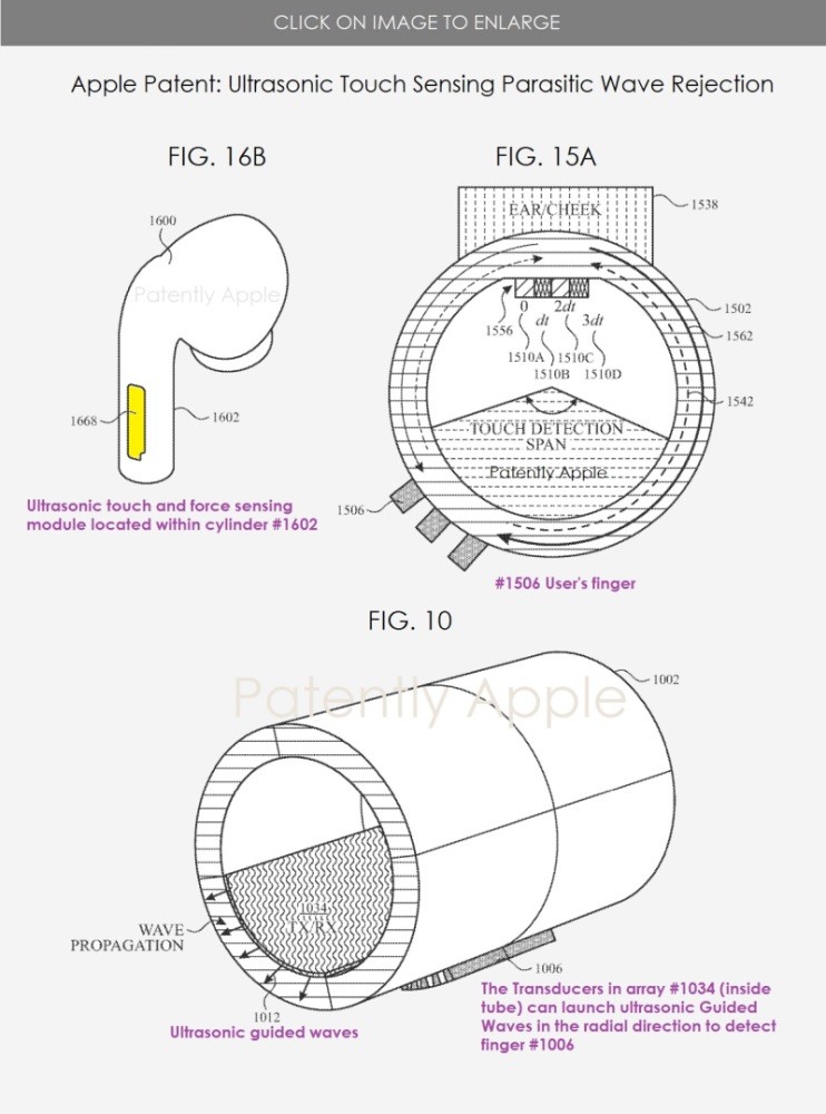 Apple chce wykorzystać technologię ultradźwiękową w przyszłych AirPods ciekawostki AirPods Pro, AirPods Max, AirPods  Nowy patent firmy Apple pokazuje nam technologię ultradźwiękową, którą firma może wykorzystać w przyszłości w słuchawkach AirPods Pro i AirPods Max. patent2