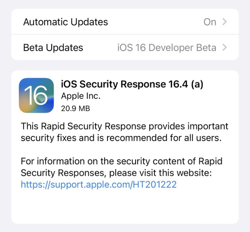 Apple wydaje aktualizację Rapid Security Response dla użytkowników iOS 16.4 beta ciekawostki Update, iOS 16.4 Rapid Security Response, ios 16.4 beta  Firma Apple właśnie wydała aktualizację Rapid Security Response dla użytkowników systemu iOS 16.4 beta. Jest to już trzecia aktualizacja tego typu.
 1@2x