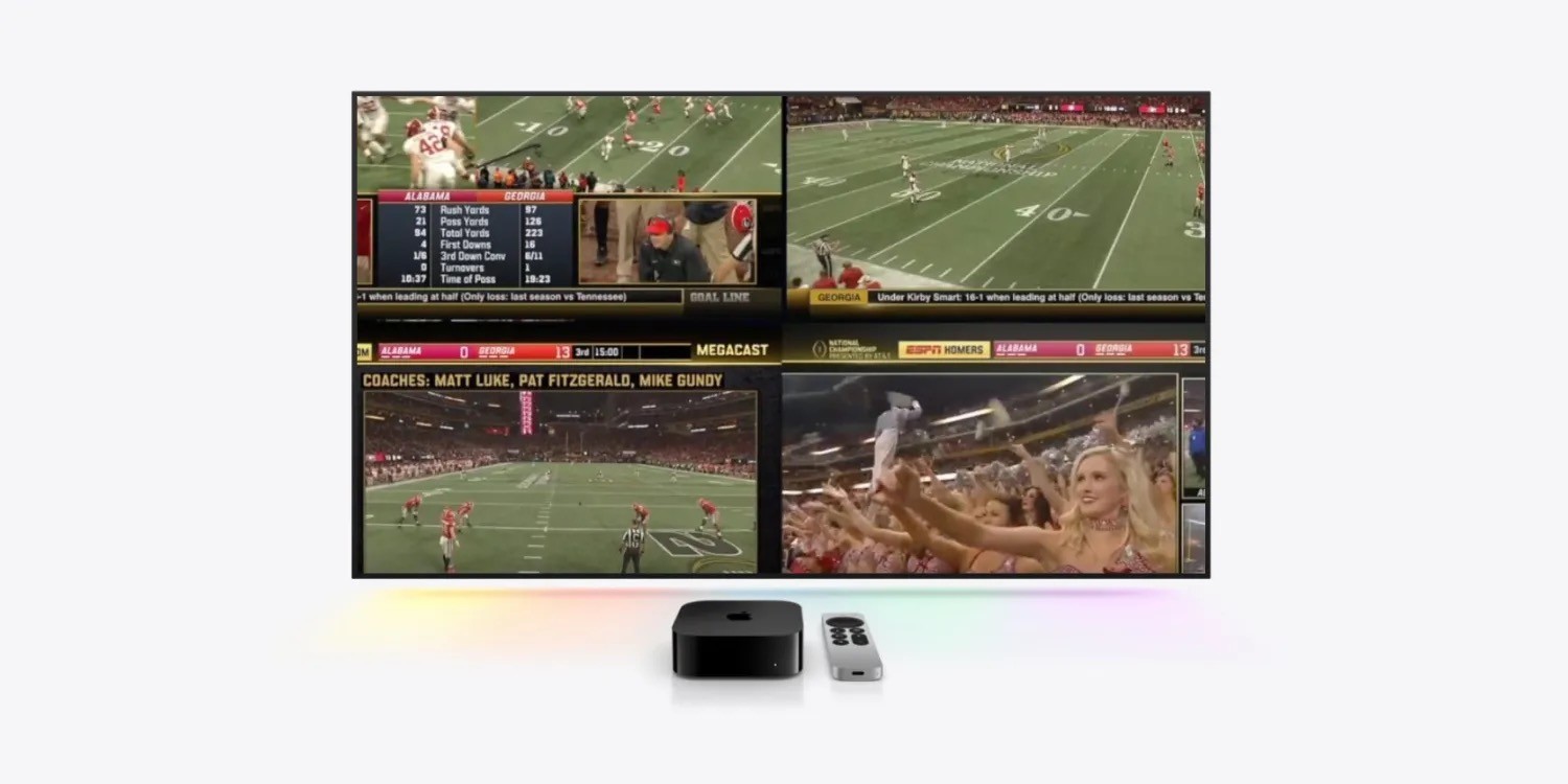 Multiview - przyszłość transmisji sportowych w Apple TV ciekawostki tryb Multiview w apple tv, Multiview, co to jest Multiview w apple tv, apple tv Multiview, Apple TV  Apple od kilku lat udostępnia funkcję Picture-in-Picture na swoich urządzeniach, pozwalającą na wyświetlanie pojedynczego wideo w ruchomym oknie podczas przeglądania reszty systemu. AppleTV1