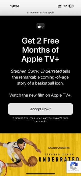 Wyjątkowa oferta: 2 miesiące Apple TV+ za darmo! ciekawostki widzowie, unikalne doświadczenia, Underrated, treści wysokiej jakości, subskrypcja, Stephen Curry, Promocja, platforma streamingowa, oferta, Nowości, katalog treści, film dokumentalny, darmowy okres próbny, apple tv+, 2 miesiące  Z okazji premiery filmu "Stephen Curry: Underrated", Apple wprowadziło atrakcyjną promocję dla swojej platformy streamingowej - Apple TV+. ATV1 323x700