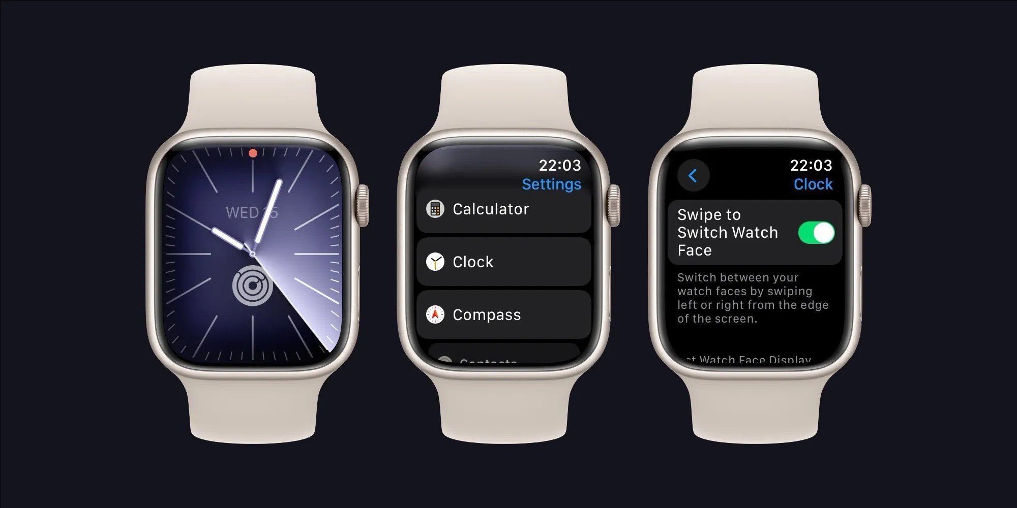 Jak przywrócić opcję szybkiej zmiany tarczy na Apple Watch z watchOS 10.2 poradniki, ciekawostki watchOS 10.2, szybka zmiana tarczy, Apple Watch  Jak przywrócić opcję szybkiej zmiany tarczy na Apple Watch z watchOS 10.2? Proces jest bardzo prosty. Oto nasza instrukcja krok po kroku. AppelWatch 2